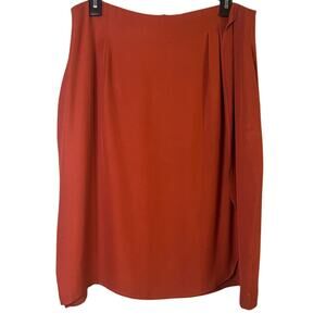 Vitg Saks Fifth Avenue The Works 100% Silk Faux Wrap midi Skirt Sz14 Dark Orange